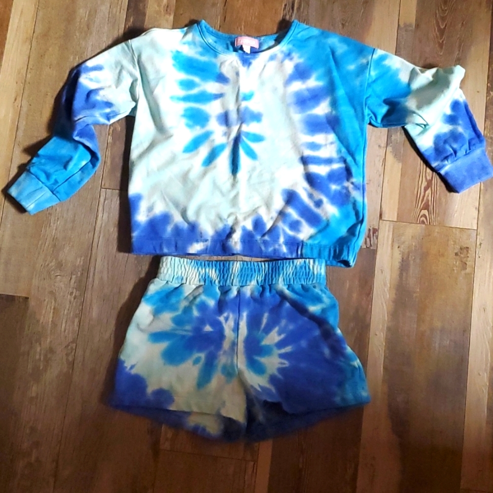 Blue Tye Dye Short Set Beach Set Girls Size S